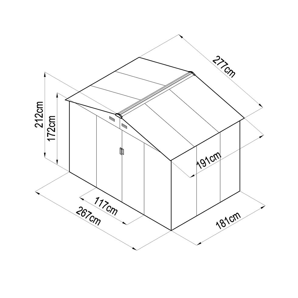 Thumbnail: CamelTough Outdoor Metal Storage Shed, 9.1X6.3 feet, Garden Metal Shed