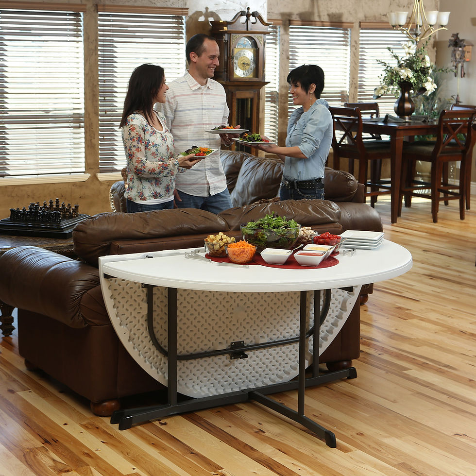 Thumbnail: Lifetime 60 Inch, Round Commercial, Fold-in-Half Table, White Granite Colour