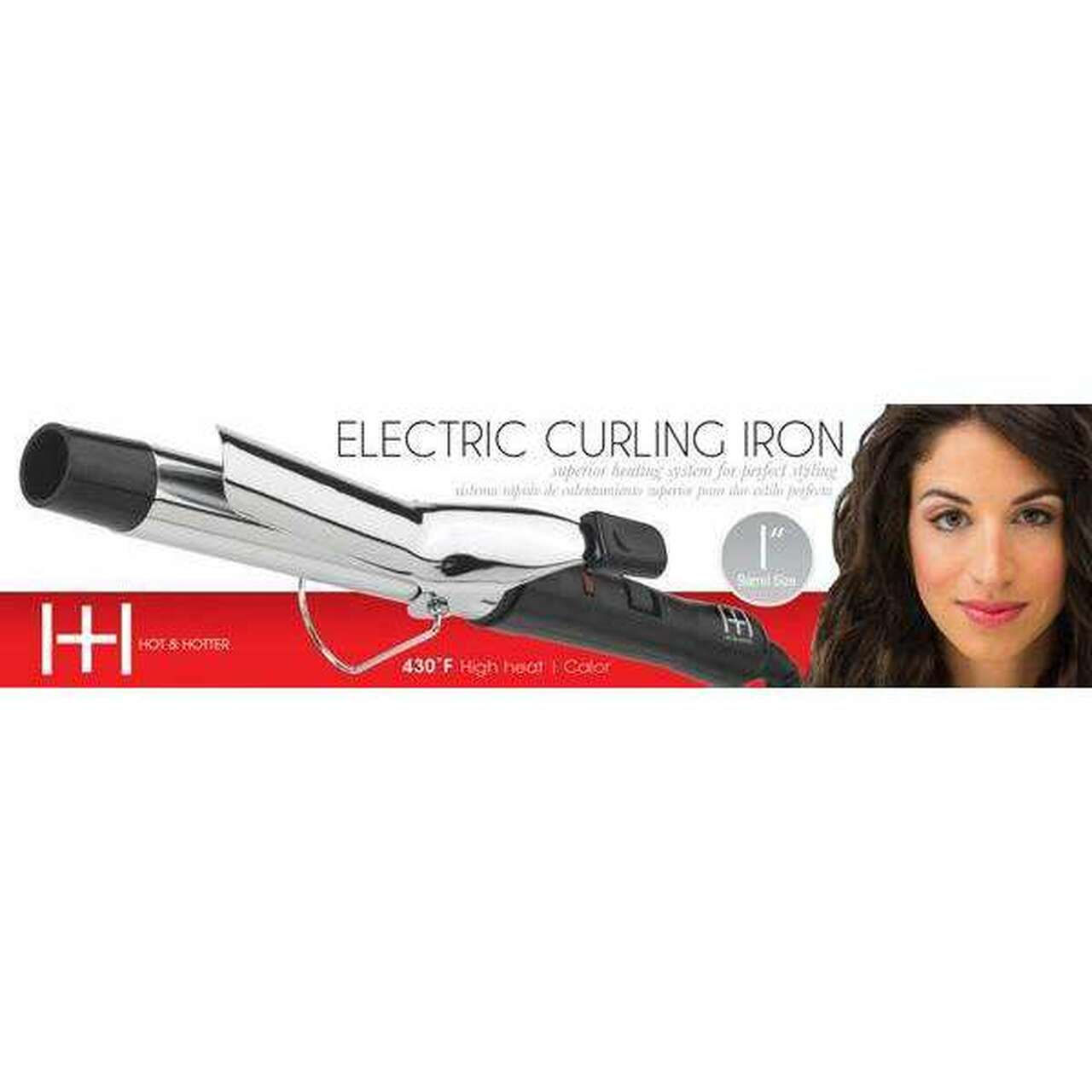 Hot & Hotter Electrical Black/Silver Curling Iron 1"