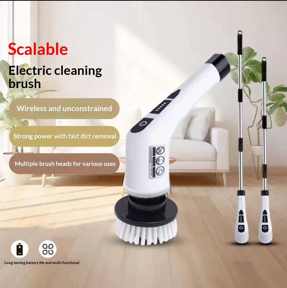 HOMEFISH Cordless Spin Scrubber Electric Cleaning Brush for Bathroom Kitchen Toi