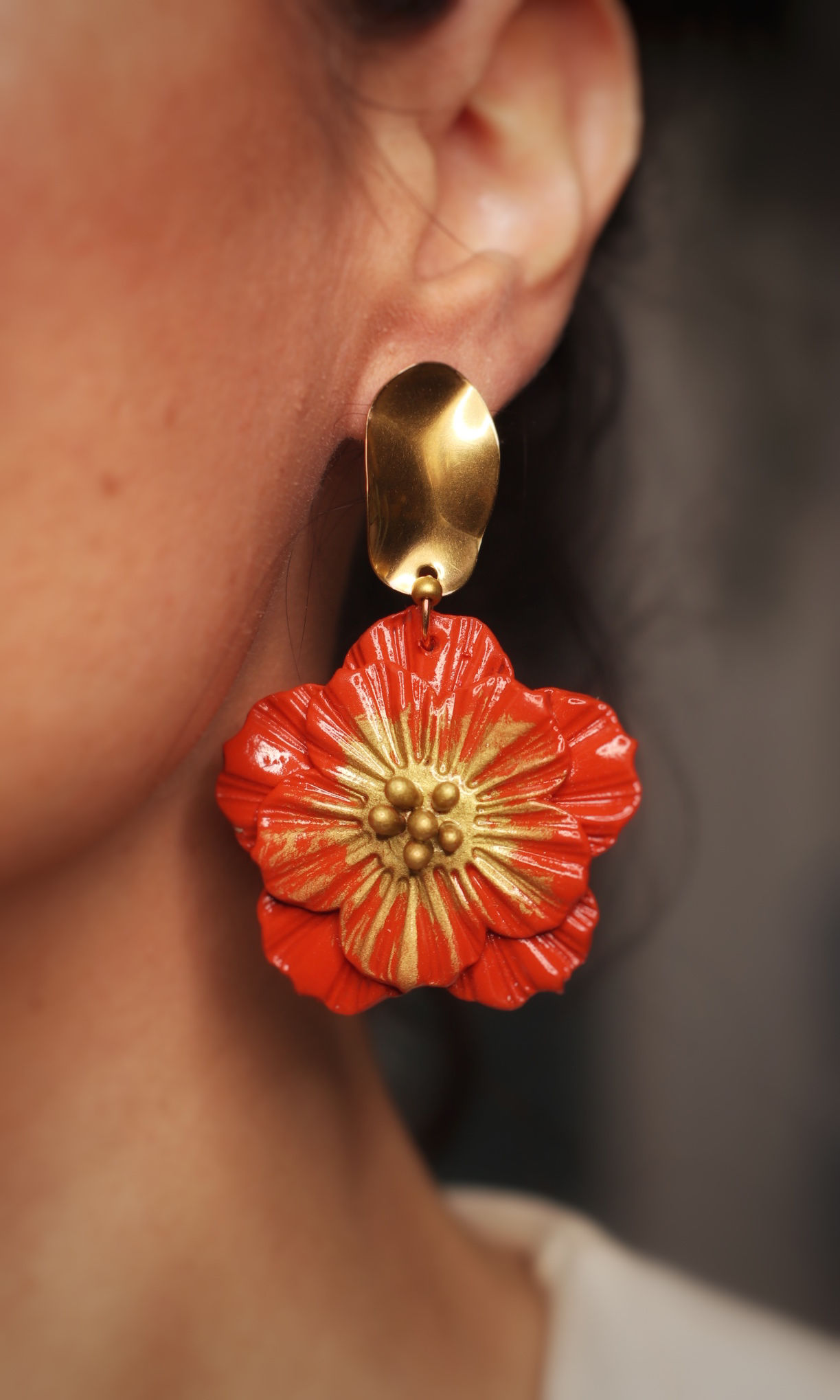 Pendientes Mayo teja y dorado