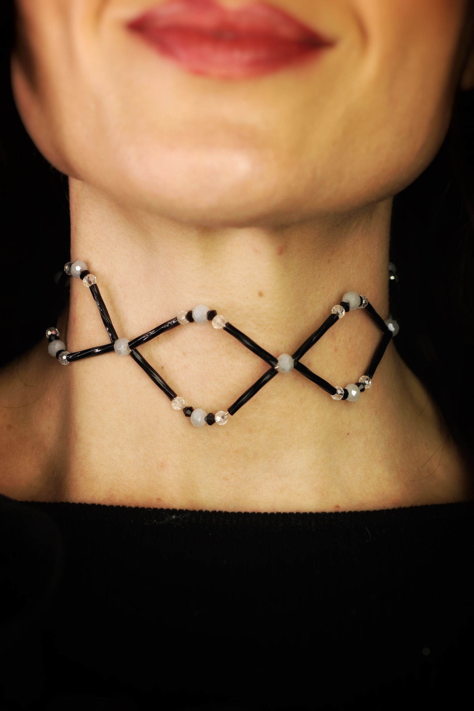 Choker Hana negro y cristal