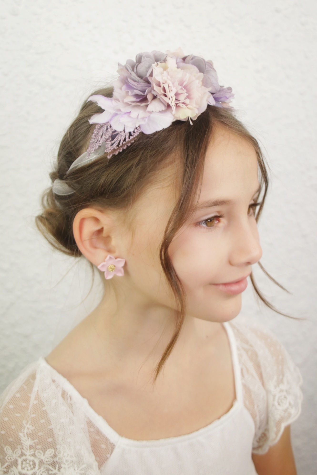 Banda organza flores lilas 