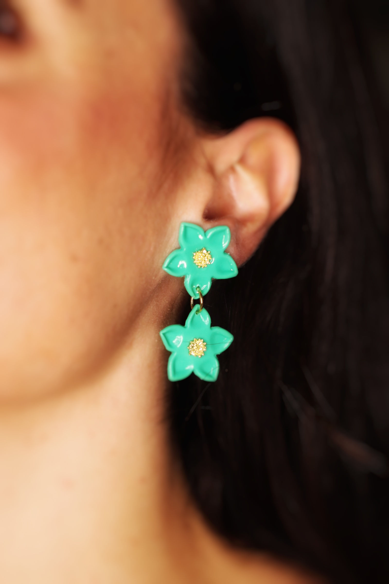 Pendientes Hanami dobles turquesa