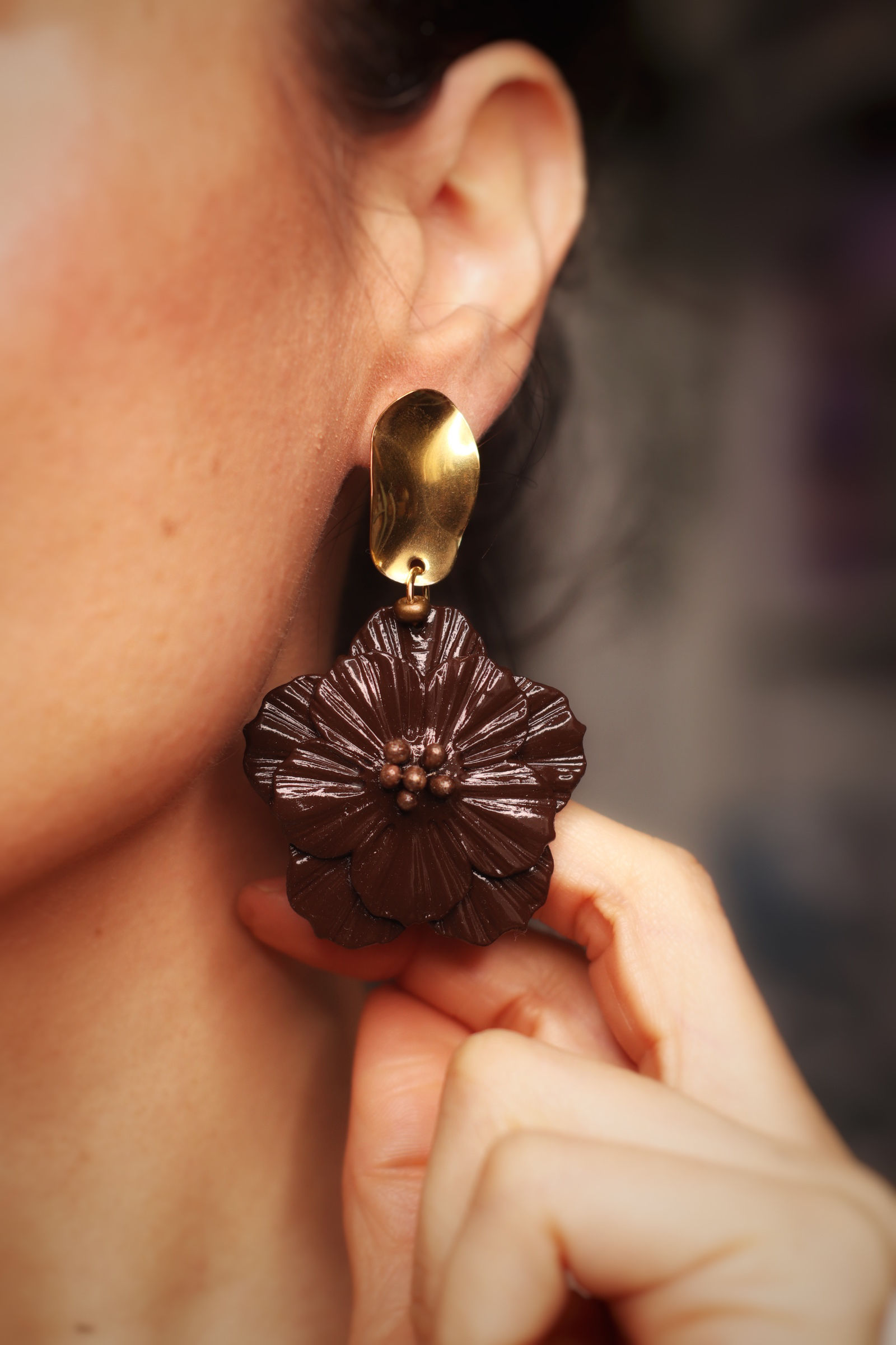Pendientes Mayo chocolate