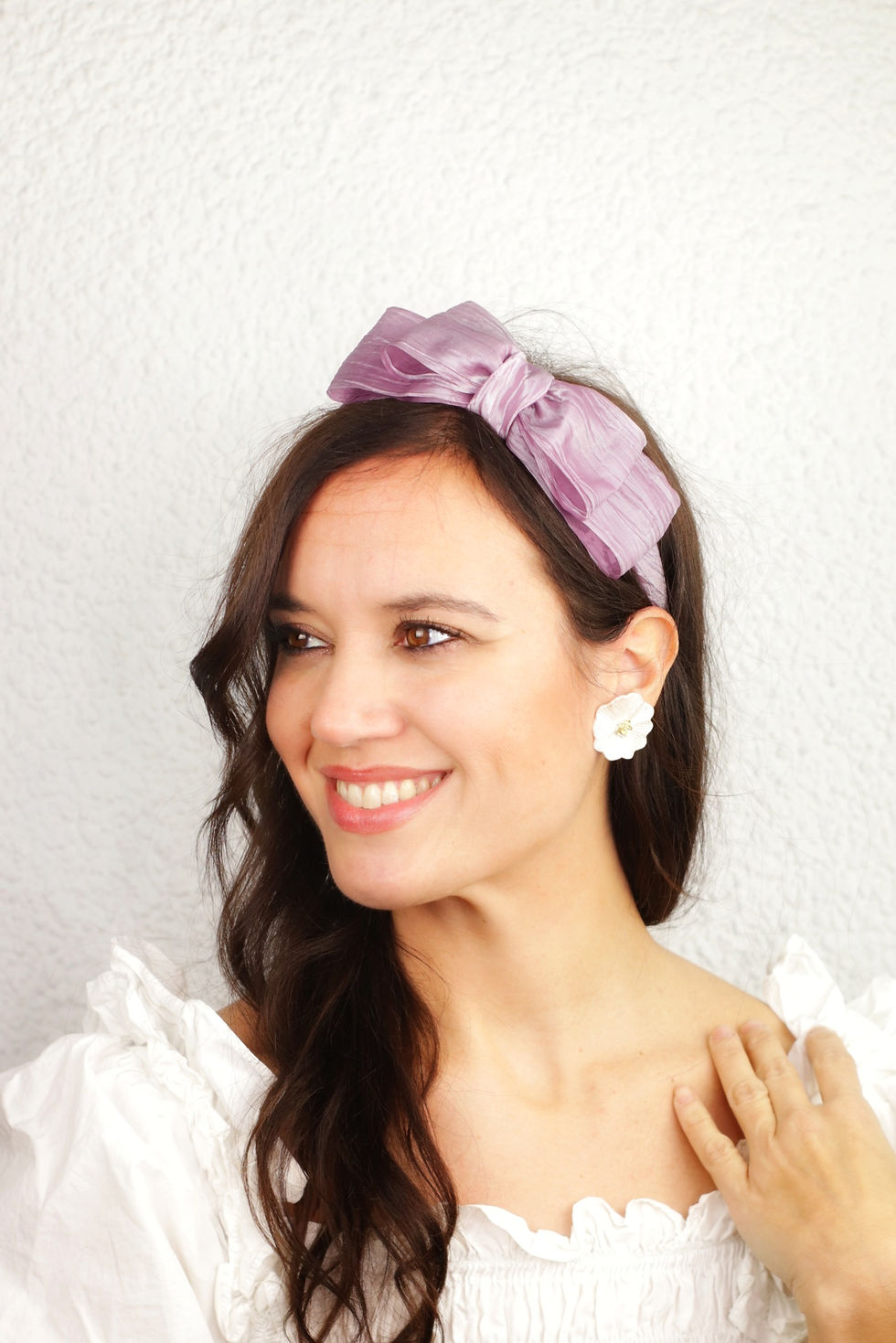 Diadema lazo malva