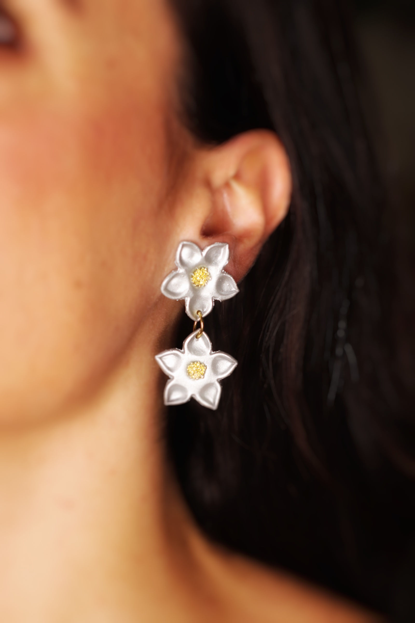 Pendientes Hanami dobles plata