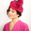 Miniatura: Casquete seda fucsia flores terciopelo