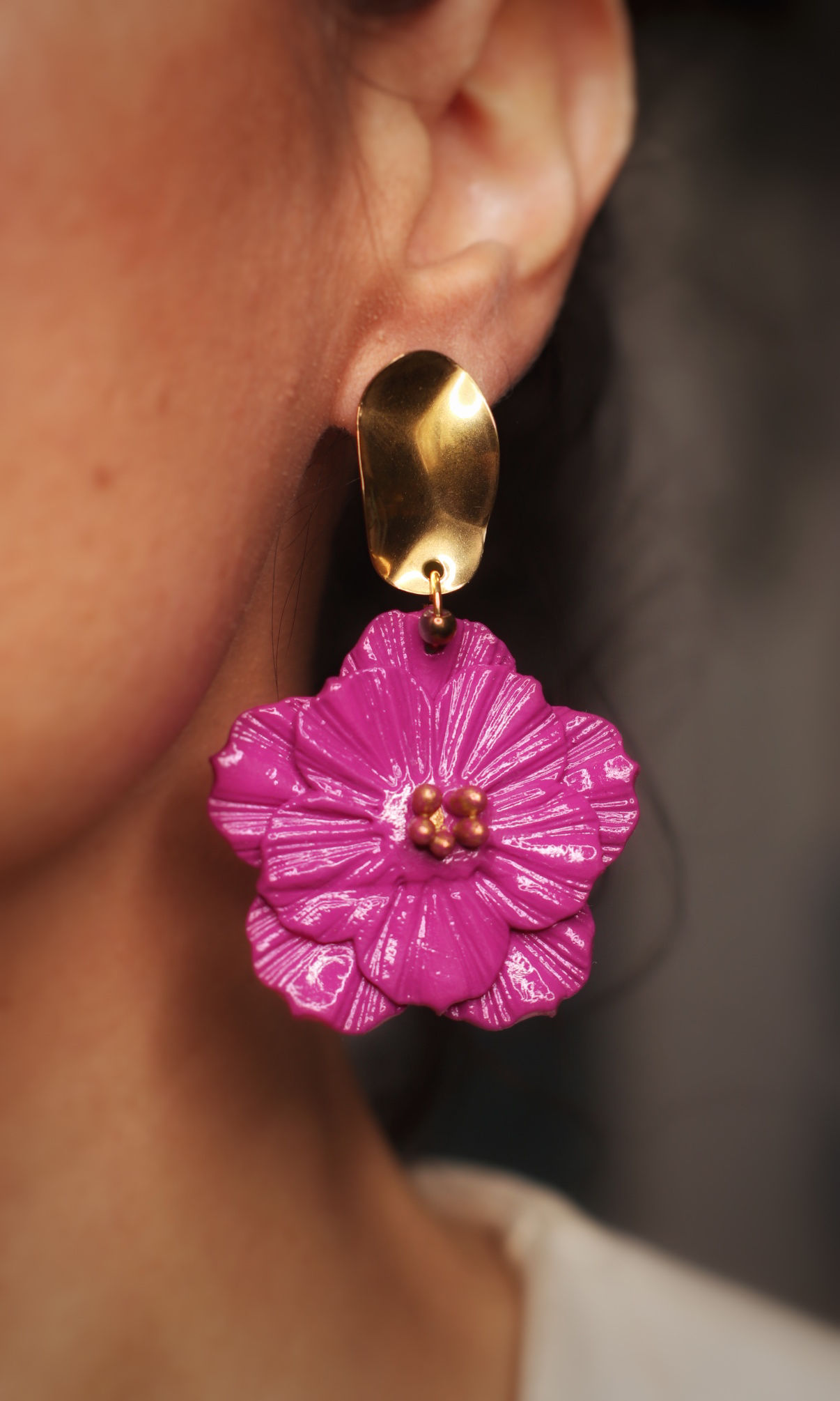 Pendientes Mayo malva