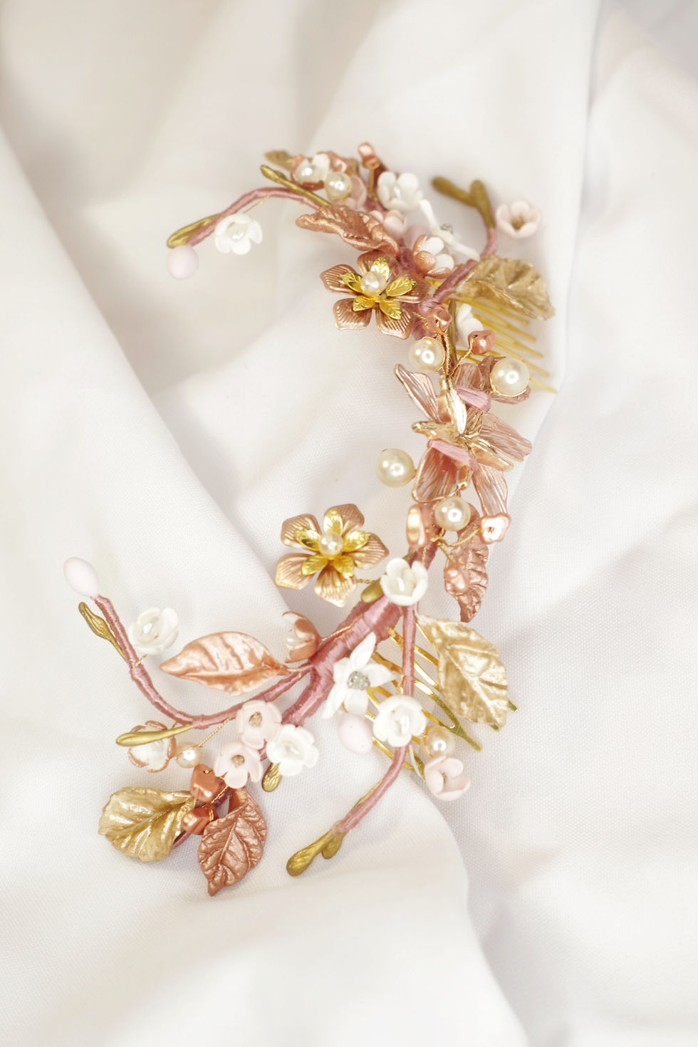 Miniatura: Peineta porcelana oro rosa estrella
