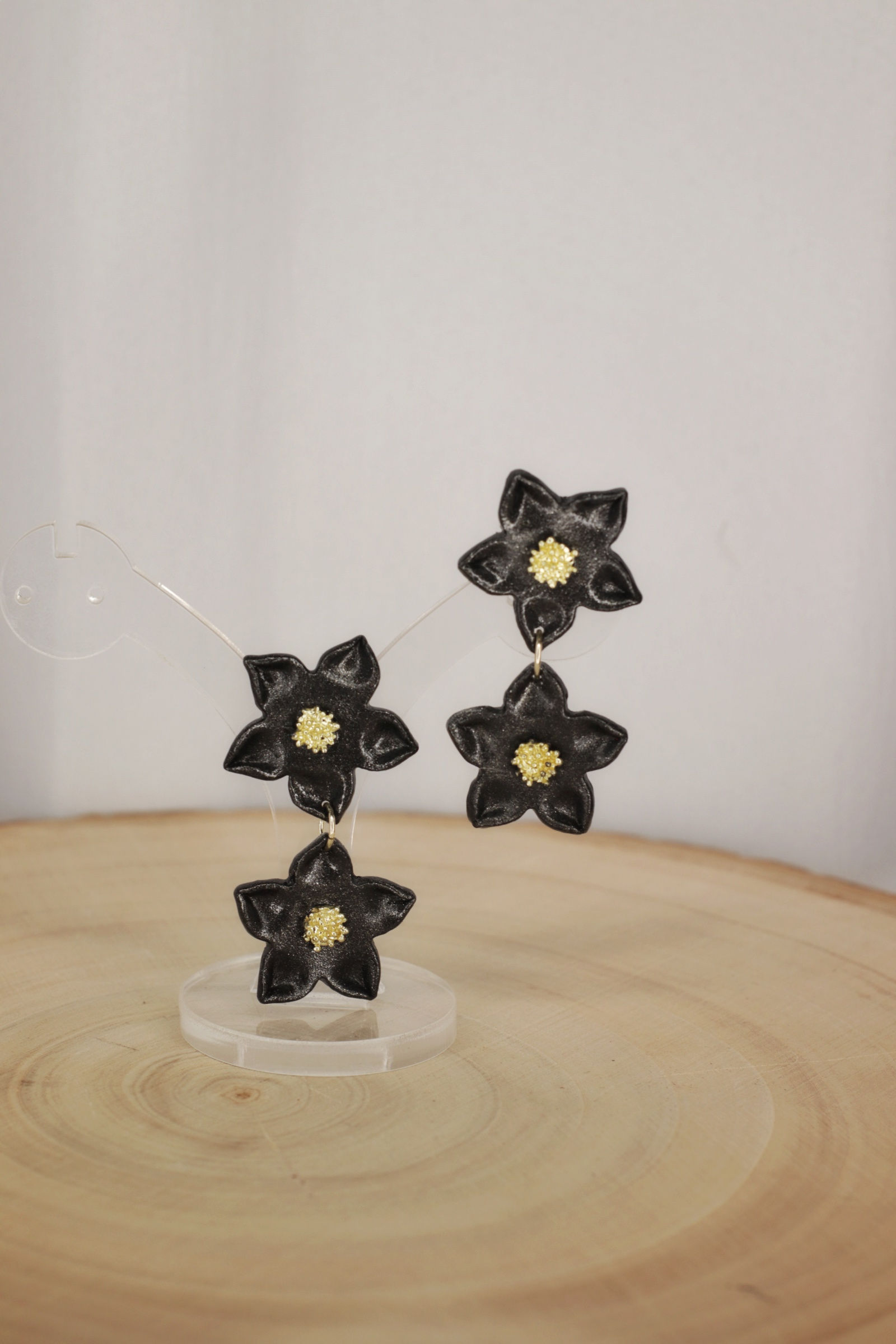 Pendientes Hanami dobles negro