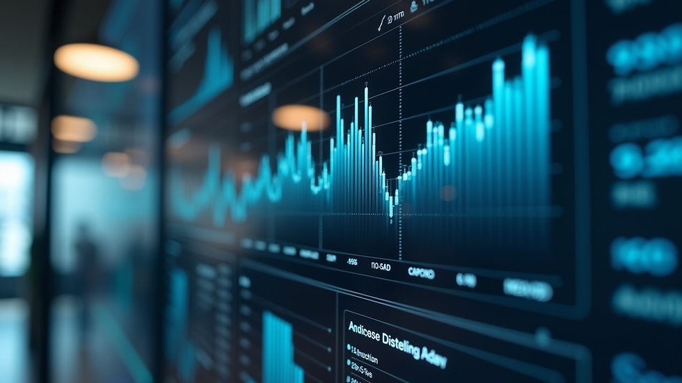 Eye-level view of a digital dashboard showing sales analytics