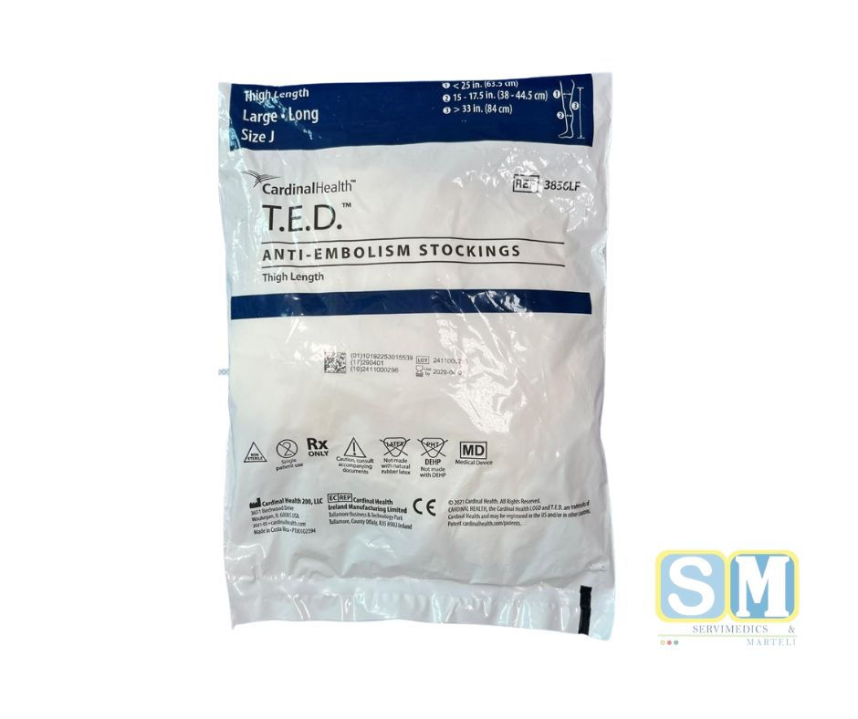Medias Antiembólicas T.E.D.™ Talla Grande Larga Cardinal Health en empaque original para prevención de trombosis venosa.