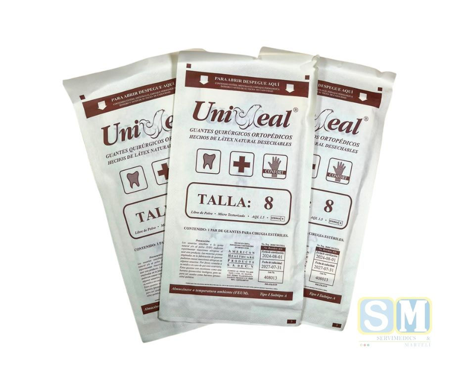 Empaque individual en gripo de tres estéril del Guante de Látex UniSeal