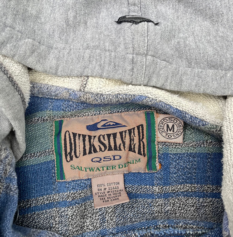 Thumbnail: 90s Quiksilver Salt Water Denim hooded shirt size M