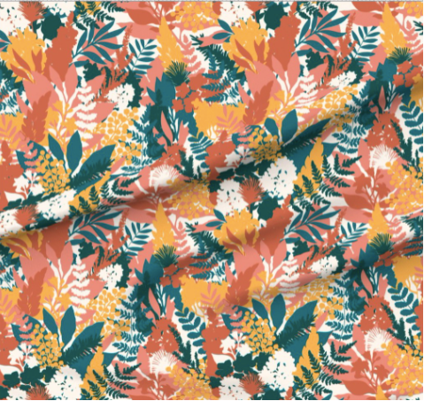 Miniature : Turban cheveux reversible fleurs mimosa et uni rose corail