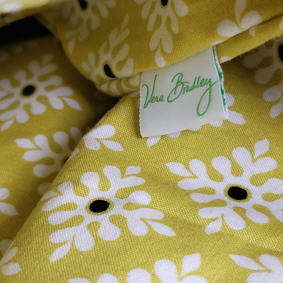 Thumbnail: Vtg Vera Bradley Baroque Gabby Satchel Black Yellow Quilted Purse