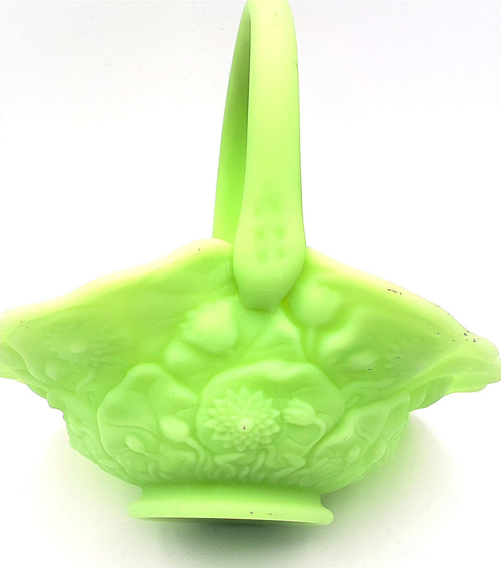 Thumbnail: Vintage Lime Green Frosted Glass Bowl