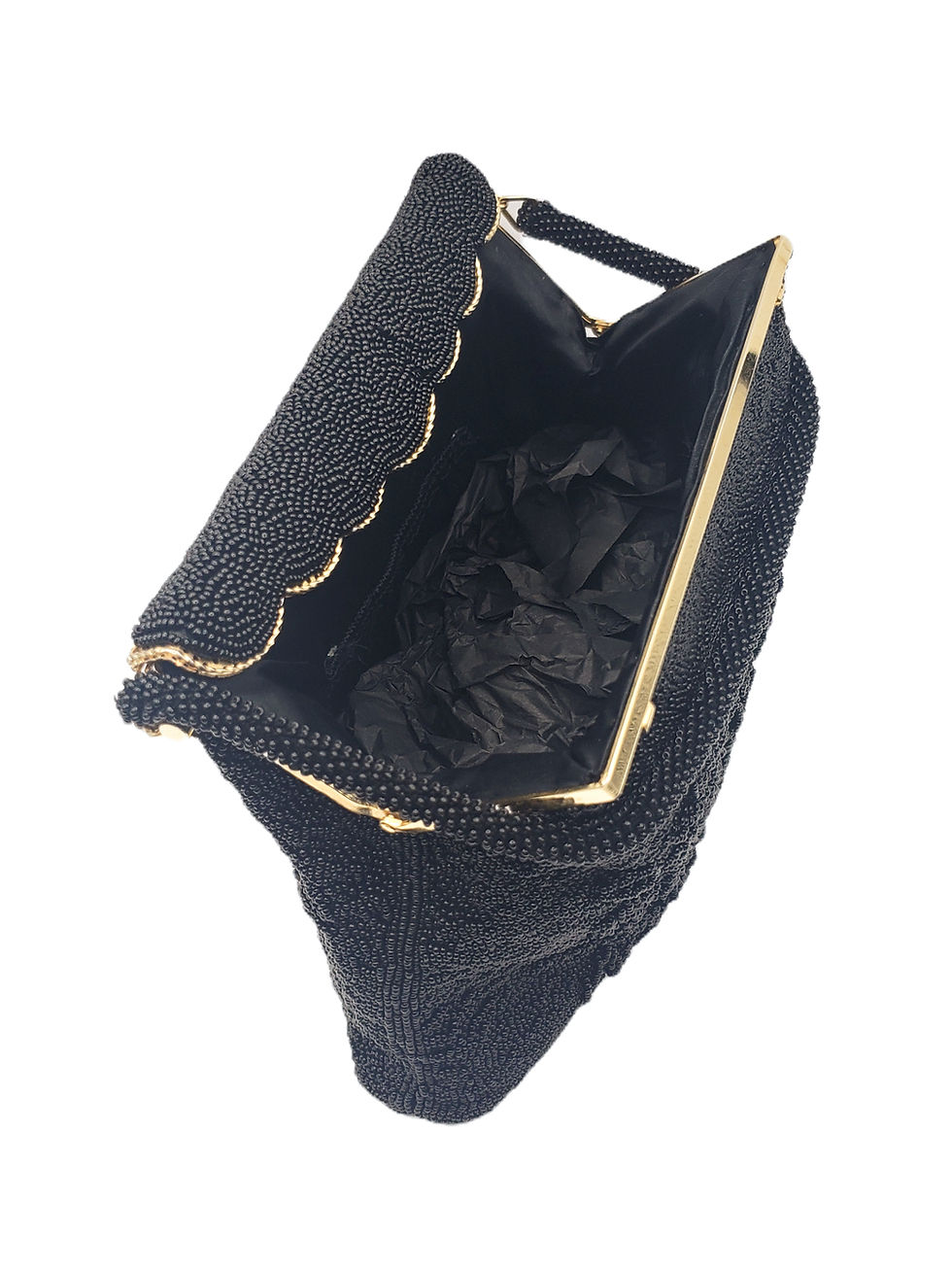 Thumbnail: Vintage Black Bead Evening Bag top view