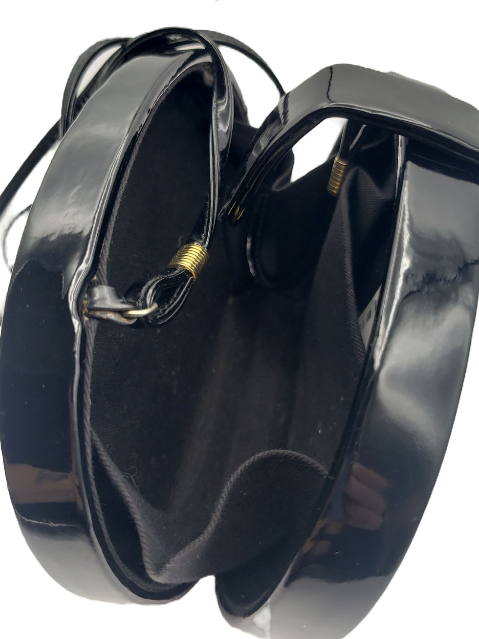 Thumbnail: Vintage Black Patent Leather Shoulder Bag interior view