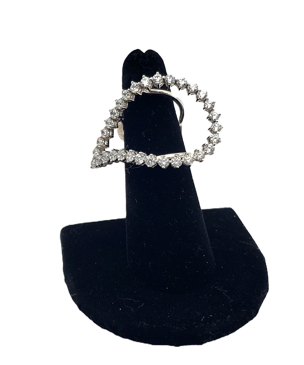 925 Silver encrusted with tiny CZ's on Large Tear Drop shape Statement Ring