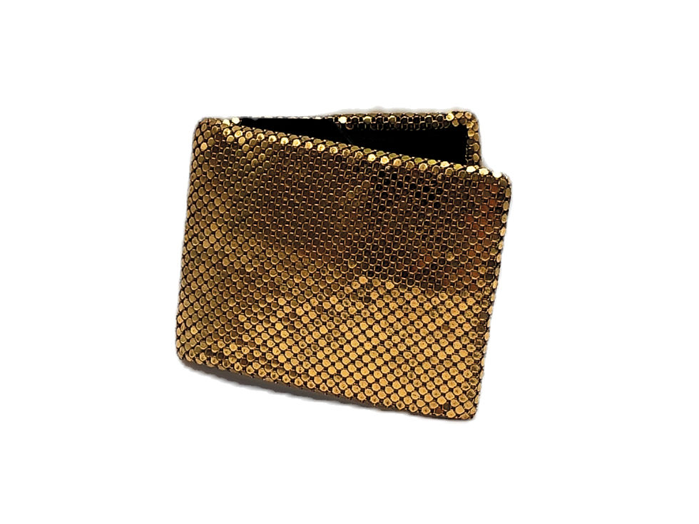 Whiting and Davis Gold Mesh Wallet close up view