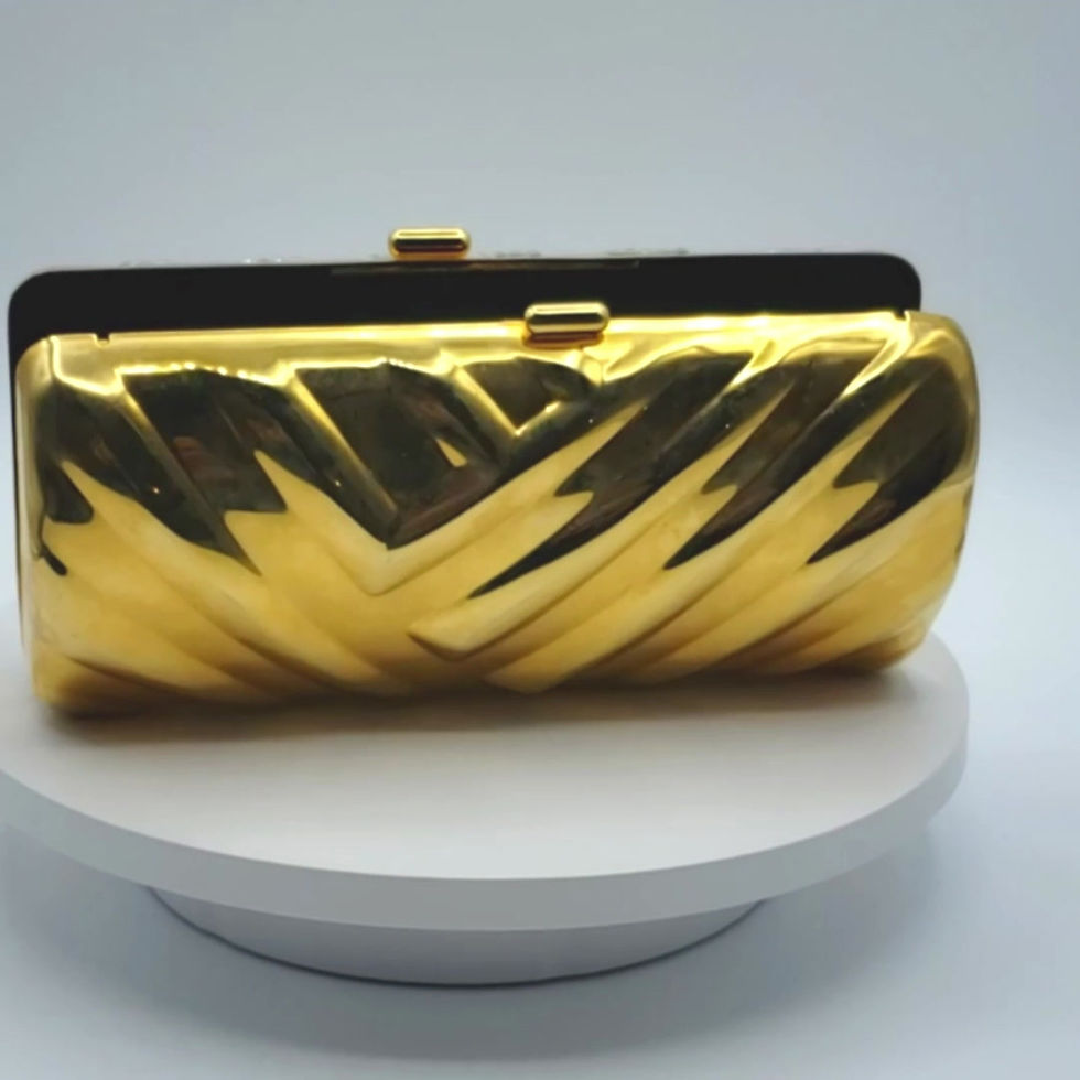 Thumbnail: Vintage gold & rhinestone evening bag with long gold chain strap video