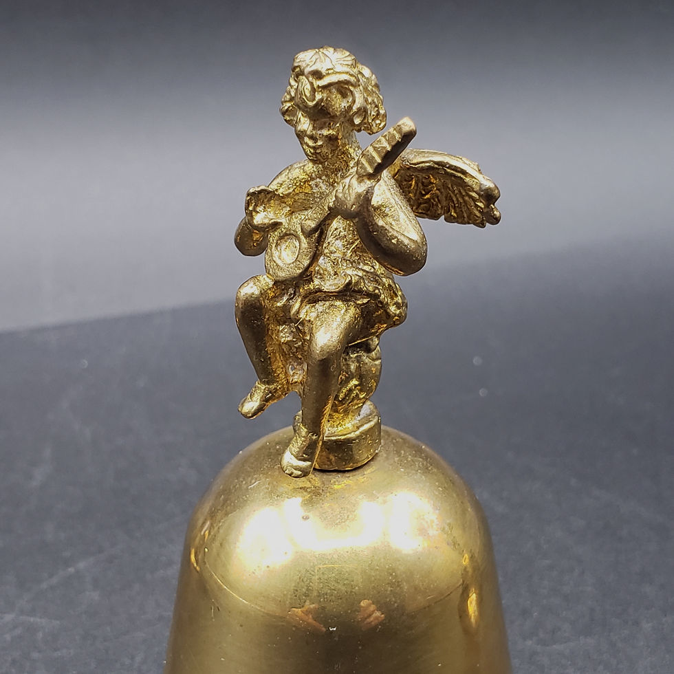 Thumbnail: Vintage Solid Brass Cherub Angel Musical Figural Bells Set of 3 Hong Kong