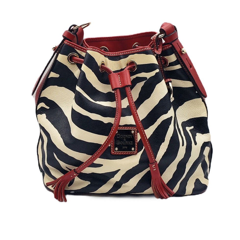Vintage Dooney & Bourke Zebra Print Leather Bucket Bag Sergengeti Red