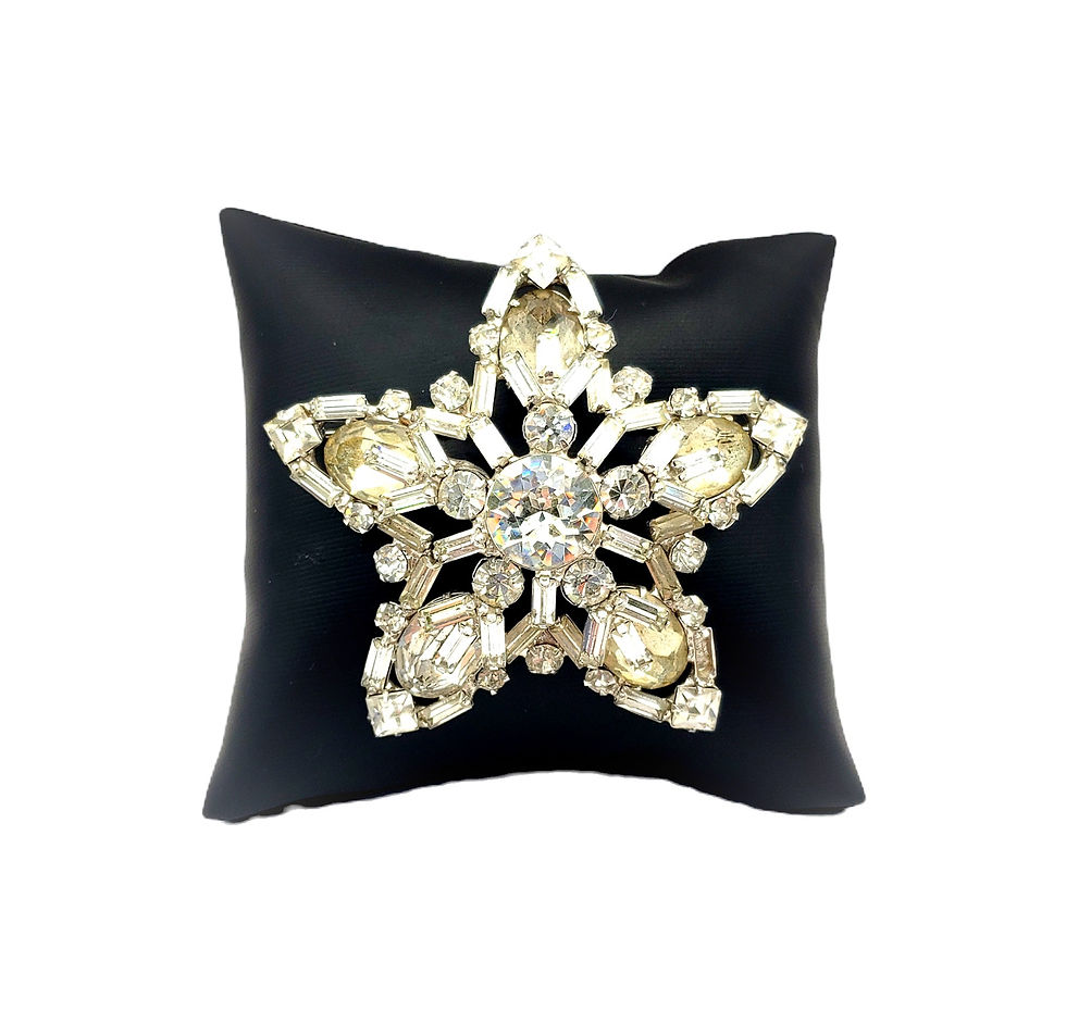 Vintage Crystal Rhinestone Star Brooch Pin