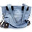 Thumbnail: B. Makowsky Light Blue Distressed leather with brown leather accents, crossbody strap and leopard print interior lining