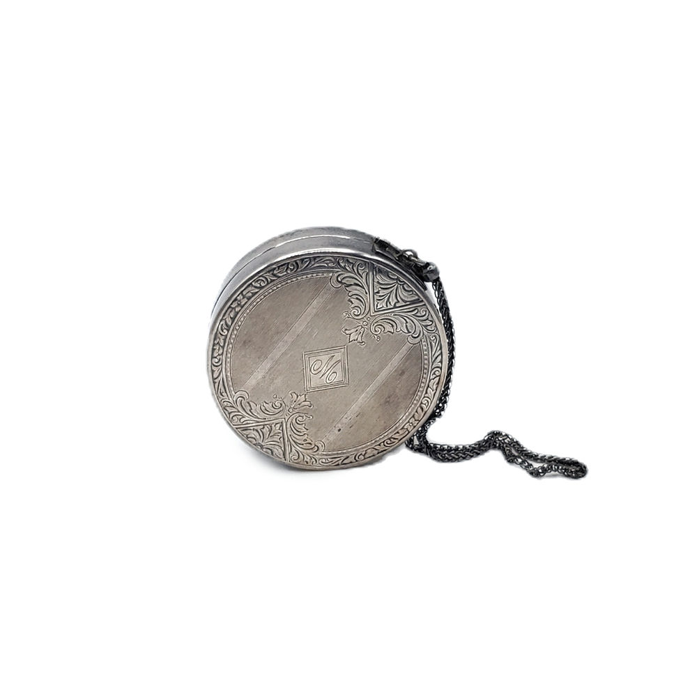 Vintage Antique May Fair London Powder Compact Chain Chatelaine Engraved