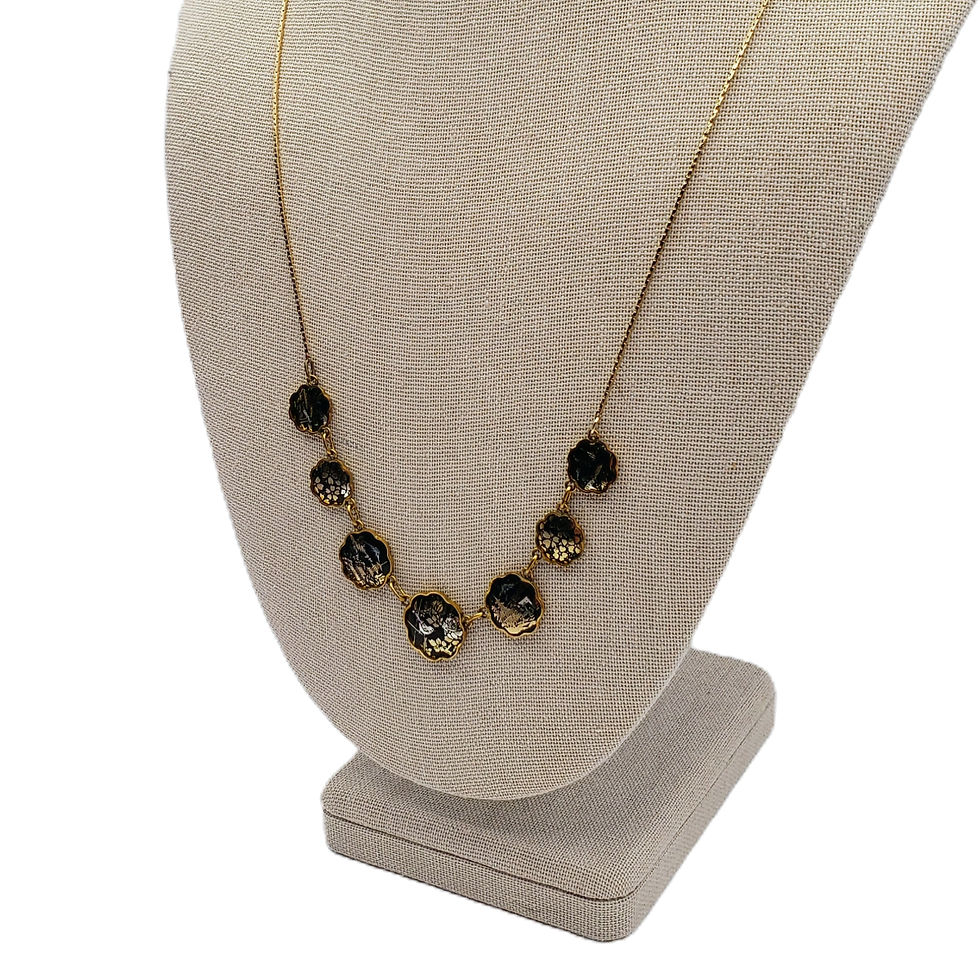 Thumbnail: Vtg Japanese Damascene Style Gold Tone Pagoda Mt Fuji Bird Scenic Necklace