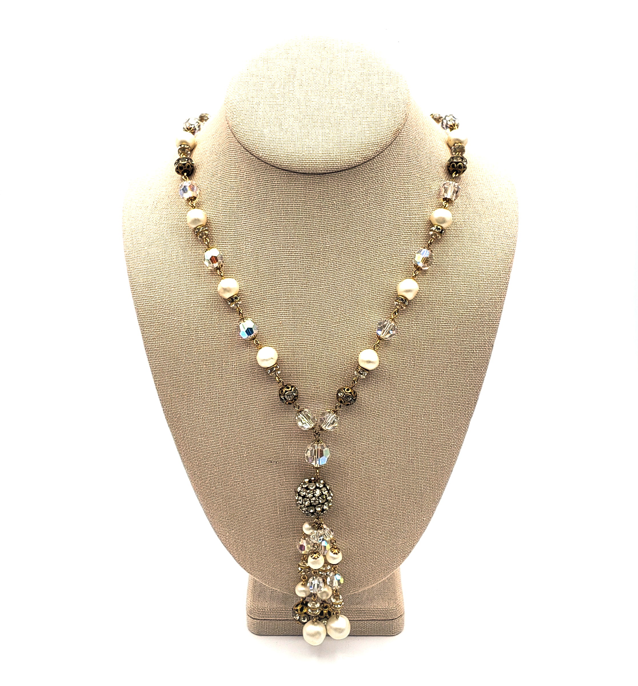 Vintage Multi Bead Drop Necklace