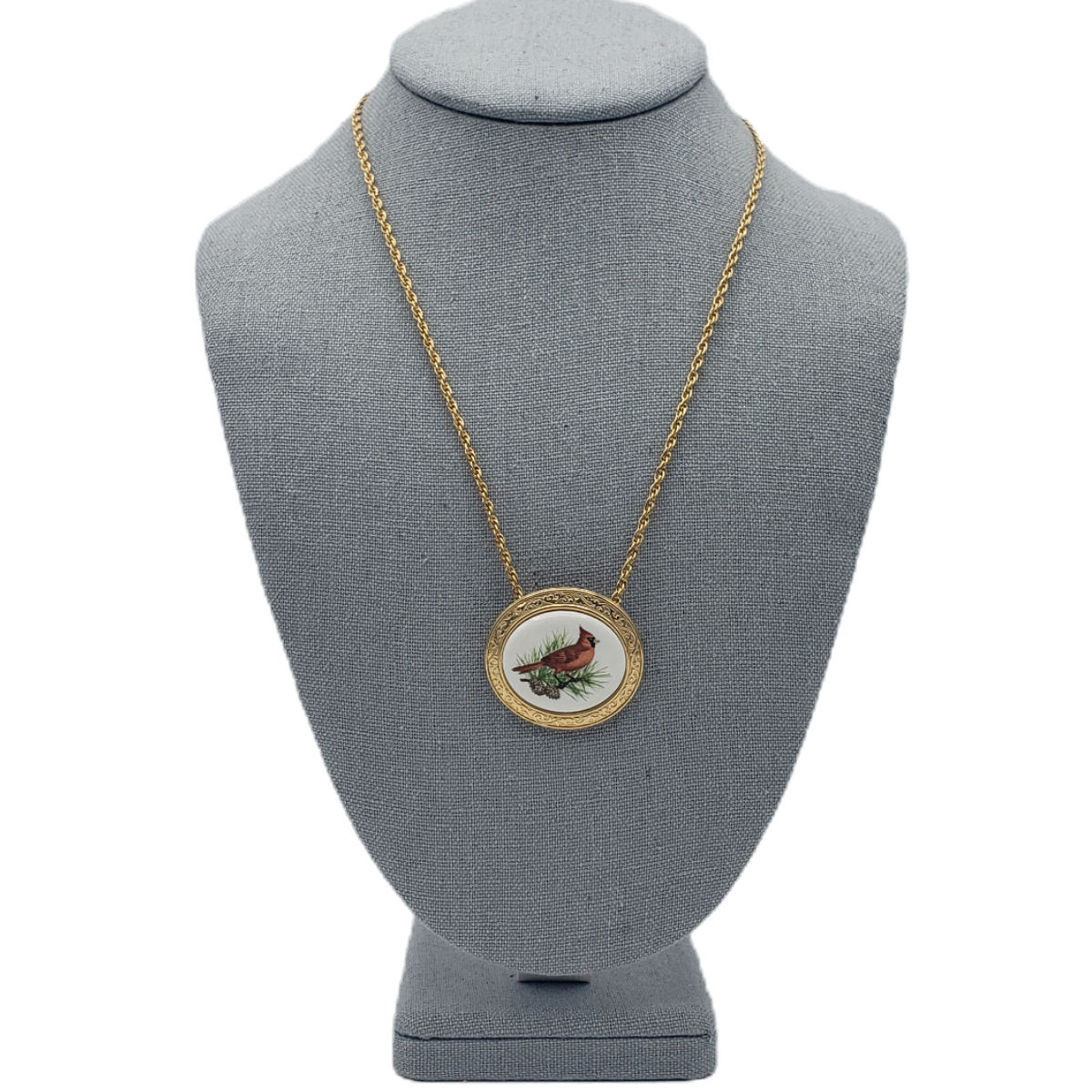 Vintage Avon Crimson Crest Cardinal Brooch Pendant Necklace