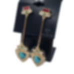 Vintage GUESS Deadstock Gold Multicolor Crystal Linear Drop Earrings NWT 3"