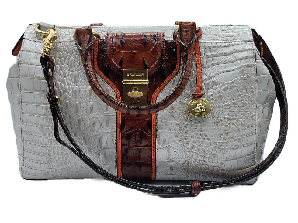 Brahmin Two-Tone Croc Embossed Satchel