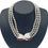 Thumbnail: Vintage Napier Tripple Strand Silver Bead Choker Necklace