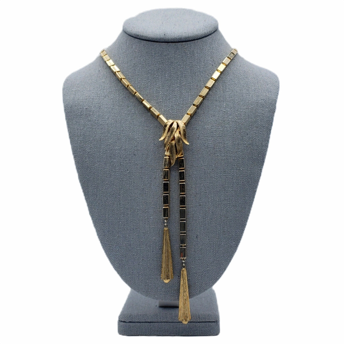 Vintage Gold Tone Segmented Lariat Necklace