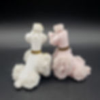 Vintage 1950s Lefton Spaghetti Poodle Salt and Pepper Shakers Pink White