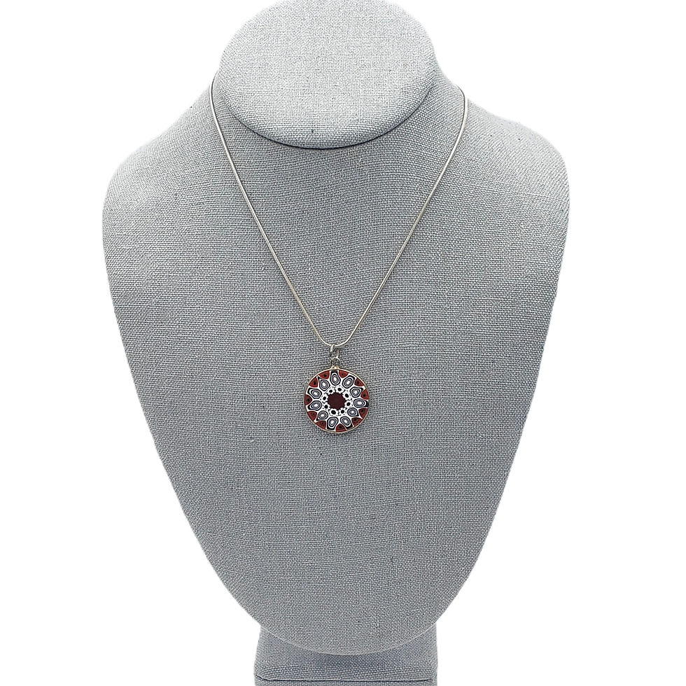 Thumbnail: Micro Mosaic Round Pendant Necklace