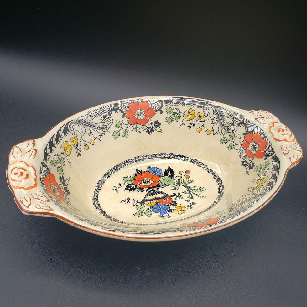 Thumbnail: Vintage Enoch Wood Danbury Hand Painted Oval Serving Bowl