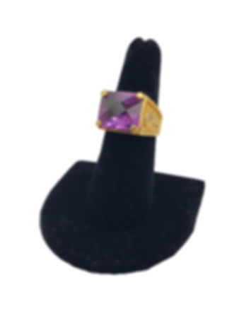 Pink Fuschia Square Cut Crystal 925 Silver Ring