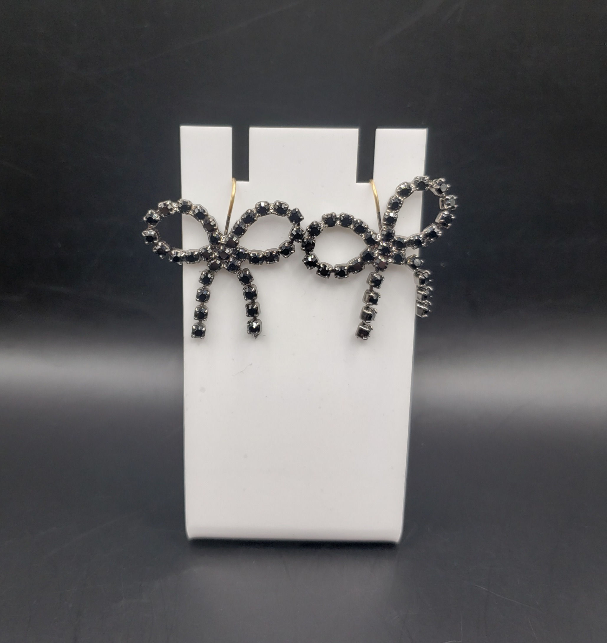 Swarovski Black Crystal Bow Earrings