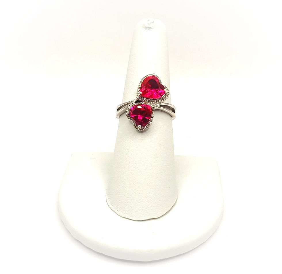 Thumbnail: Pink Crystal Hearts Ring