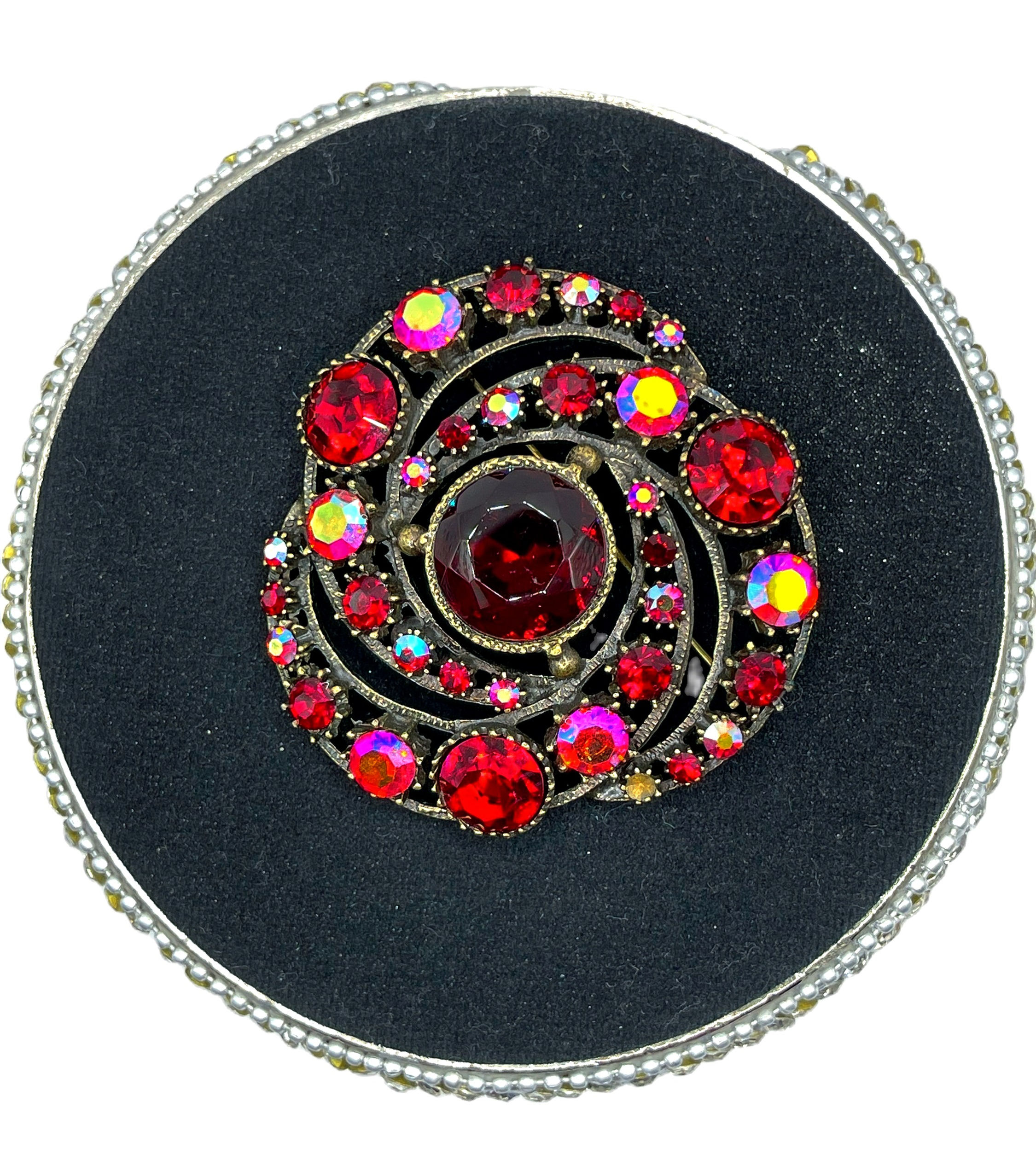 Vintage Sweet Romance USA Ruby Rhinestone Brooch