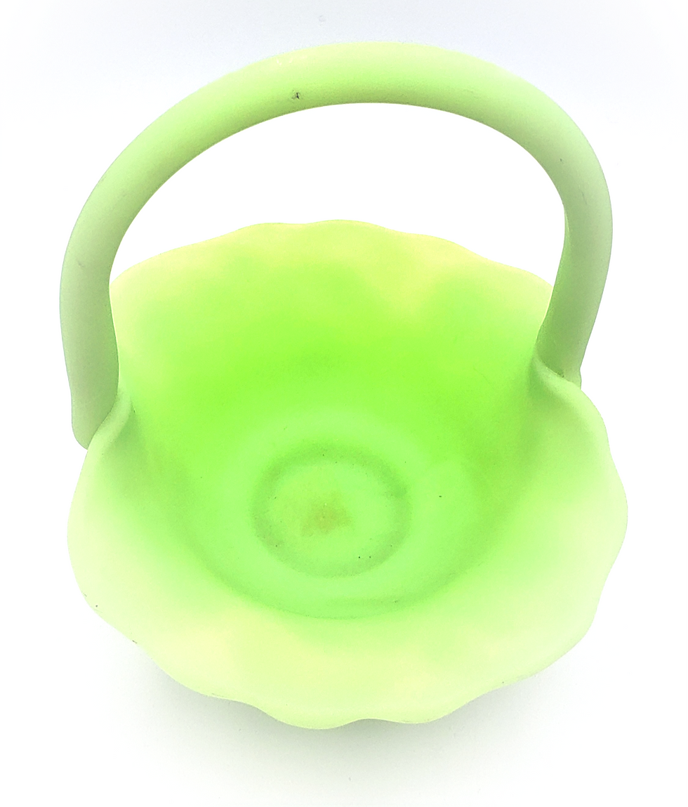 Thumbnail: Vintage Lime Green Frosted Glass Bowl