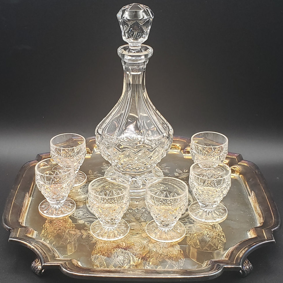 Thumbnail: Vintage 8 pc Crystal Liqueur Set