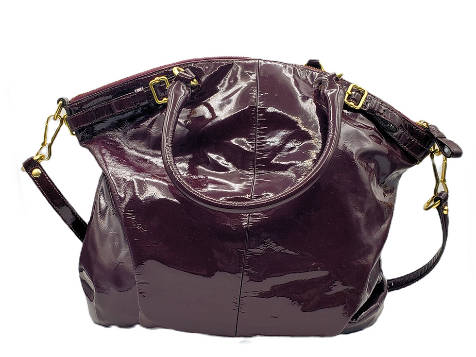 Thumbnail: Coach Patent Leather Madison Lindsey Satchel Bag back view