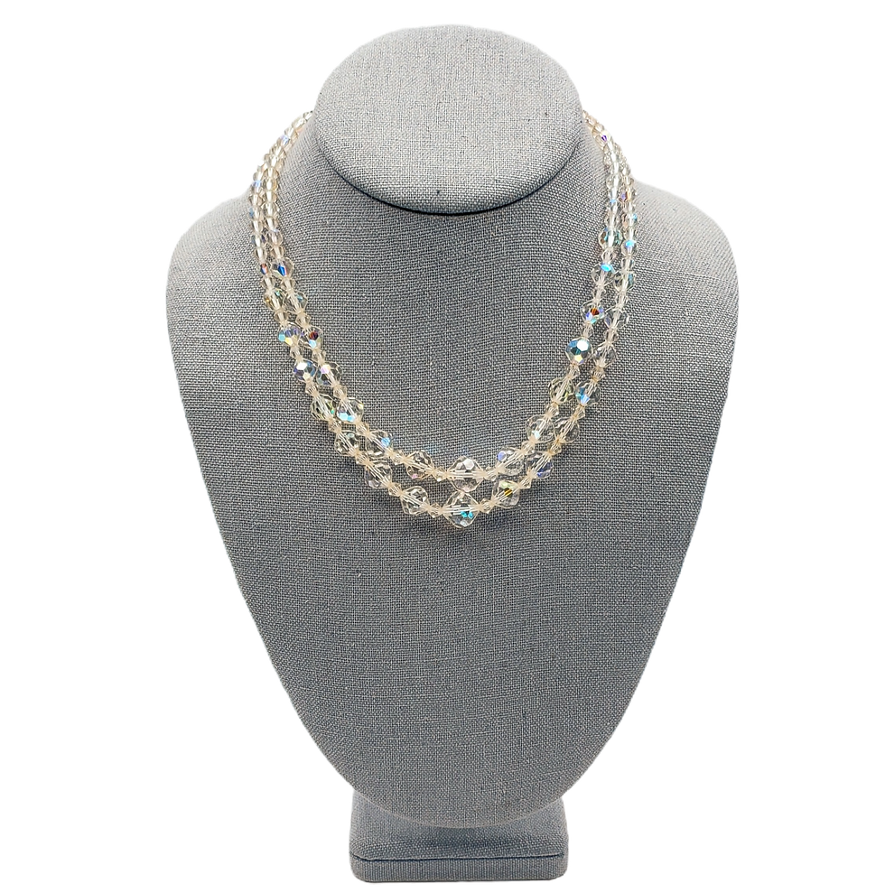 Vitnage Double Strand Aurora Borealis Crystal Necklace